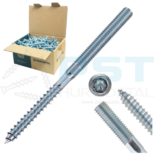 SZPILKA DWUSTRONNA DO DREWNA  M8 8 x 140 mm ŚRUBA DWUGWINTOWA 100 SZT