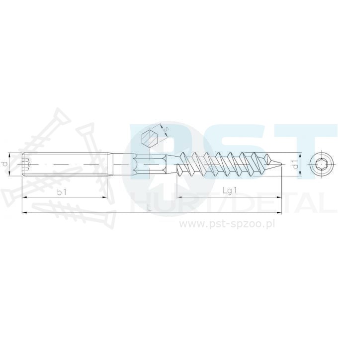 SZPILKA DWUSTRONNA DO DREWNA M8 8 x 70 mm ŚRUBA DWUGWINTOWA  250 SZT