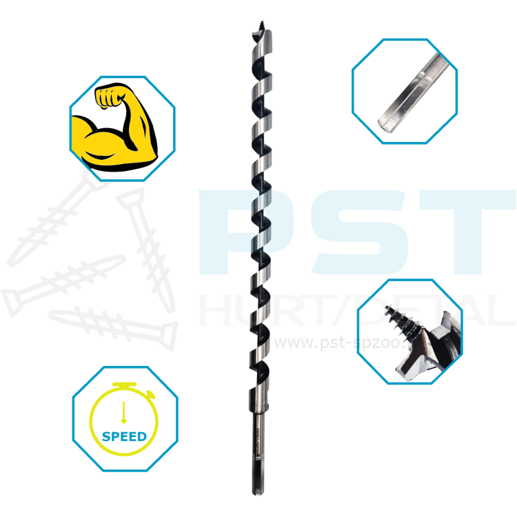 Świder do drewna 18x460 mm wiertło spiralne do drewna Verkatto