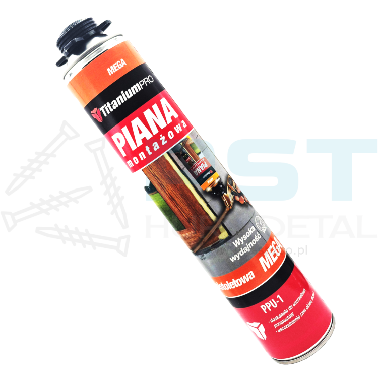 Piana pistoletowa Pianka montażowa TitaniumPRO letnia 830 ml MEGA