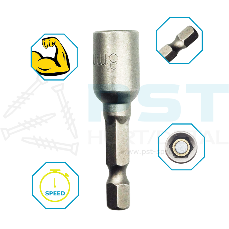 Kluczyk magnetyczny 8mm 8x48 CrV Verkatto VR-3846 nasadka 1/4” do wkrętarki