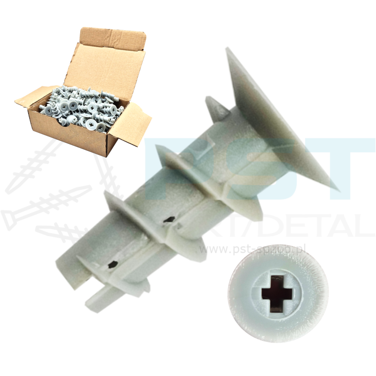 Kołki  ślimakowe 6 x 24,5 mm DRIVA  ślimak ABS do regipsu G-K 100szt