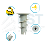 Kołki  ślimakowe 6 x 24,5 mm DRIVA  ślimak ABS do regipsu G-K 100szt