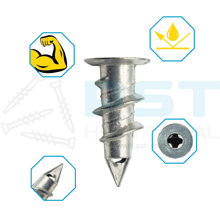 Kołki metalowe ślimakowe 6,2 x 28 mm DRIVA  ślimak metalowy do regipsu G-K 100szt