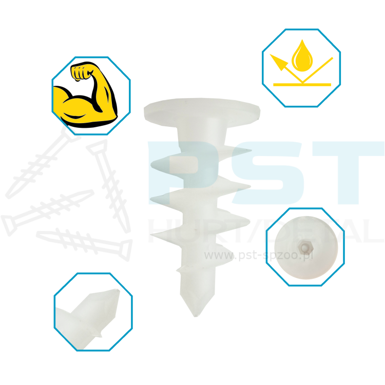 Kołki do styropianu 24 x 50 mm kołki ślimakowe  Marcopol KWS