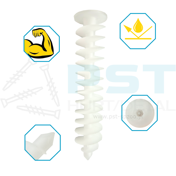 Kołki do styropianu 24 mm  kołki ślimakowe długość 120 –Marcopol KWS