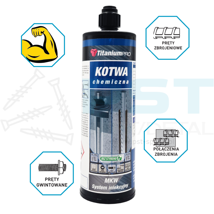 Kotwa chemiczna Masa kotwiąca vinylo-estrowa Duża 410 ml