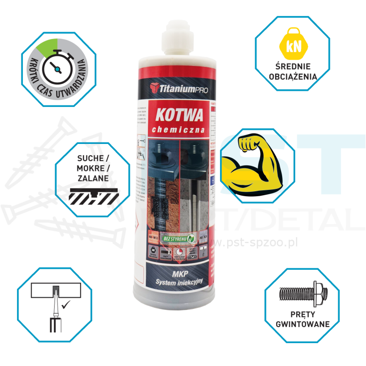 Kotwa chemiczna masa kotwiąca poliestrowa dwuskładnikowa  410ml Duża