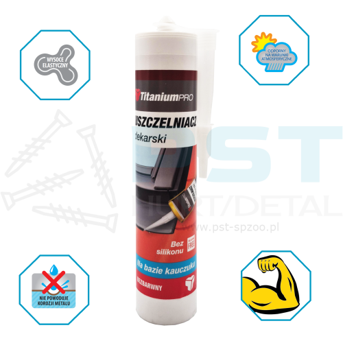Silikon dekarski kauczuk bezbarwny 300 ml Titanium Pro