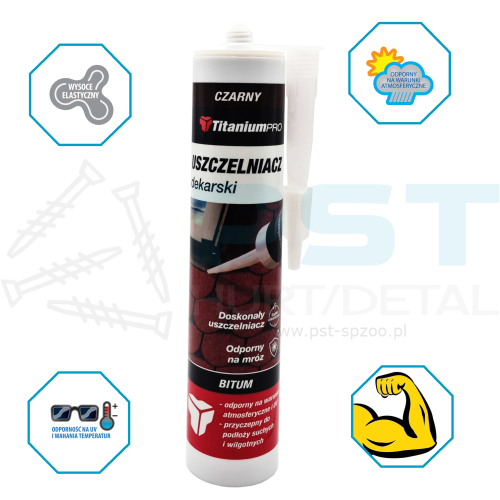 Uszczelniacz dekarski  bitumiczny czarny 300 ml dach rynny Titanium Pro