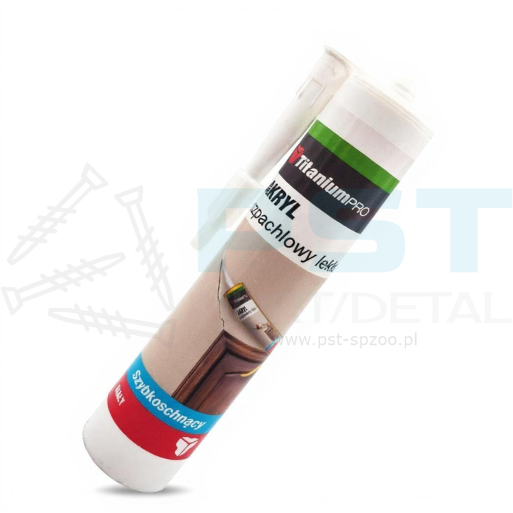 Akryl szpachlowy lekki Titanium Pro biały 300ml naprawy ścian i sufitów