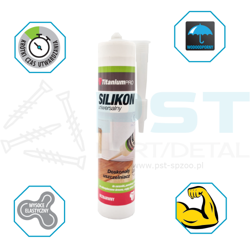 Silikon uniwersalny TitaniumPRO 300 ml bezbarwny uszczelniacz budowlany