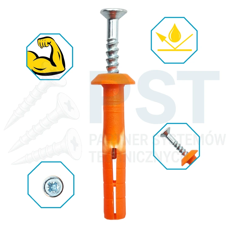 Kołki szybkiego montażu 6x40 mm  Wbijane CEX Easyfix 200 szt
