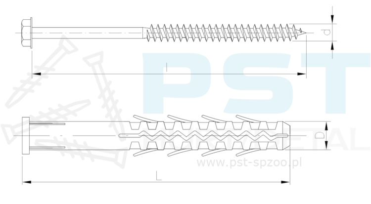 Kołki rozporowe 12x160 25 szt  Kołki ramowe Na klucz Marcopol