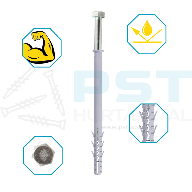 Kołki rozporowe 12x180 25 szt  Kołki ramowe Na klucz Marcopol