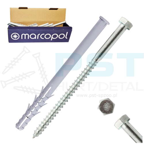 Kołki rozporowe 12x300 20 szt  Kołki ramowe Na klucz Marcopol