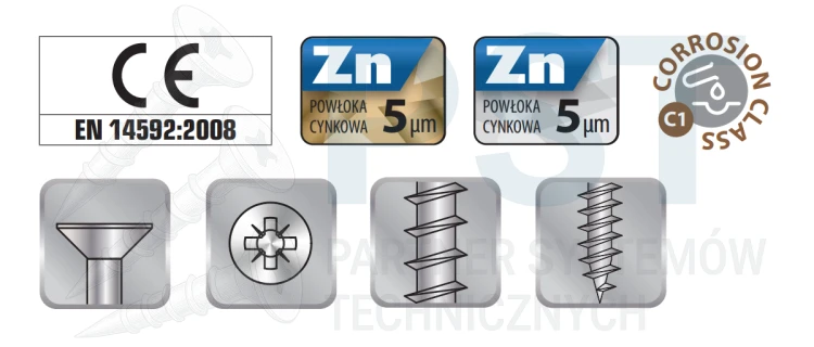 Wkręty do drewna 3x20mm 500 szt. Wkręty hartowane Pełny gwint Marcopol