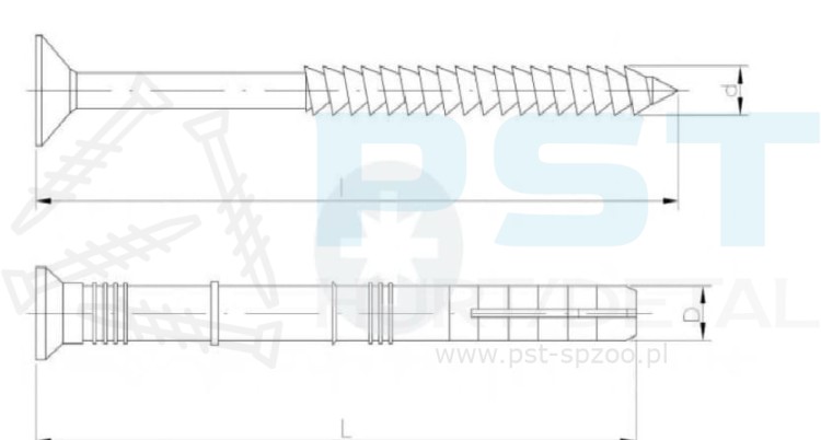 KOŁKI SZYBKIEGO MONTAŻU 8x140 ROZPOROWE DO  BETONU 50szt Marcopol