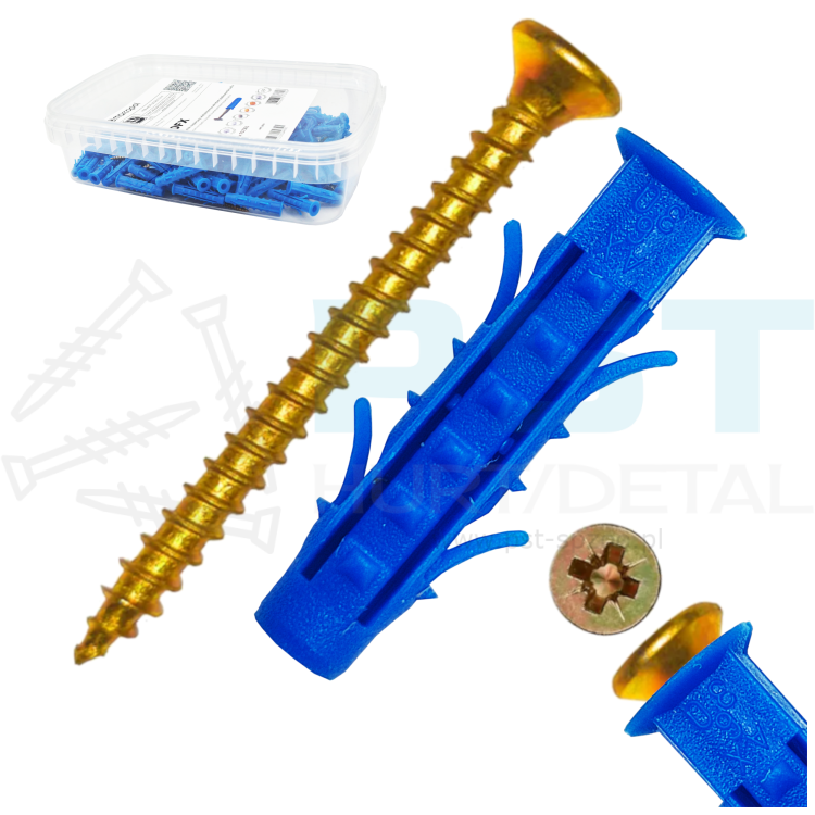 Kołki 8x40x10  50 szt.  Kołki rozporowe Drive Fix  Kołek z wkrętem