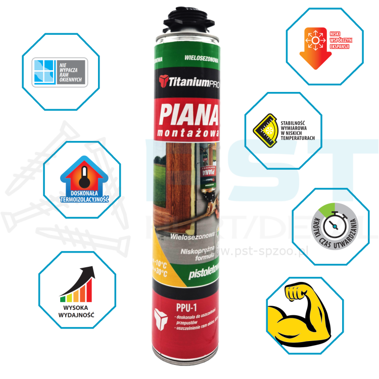 PIANKA MONTAŻOWA 830 ML  PIANKA PISTOLETOWA  NISKOPRĘŻNA WIELOSEZONOWA