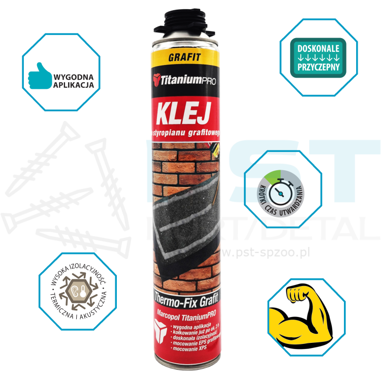 KLEJ DO STYROPIANU 750 ML KLEJ MONTAŻOWY POLIURETANOWY  THERMO-FIX