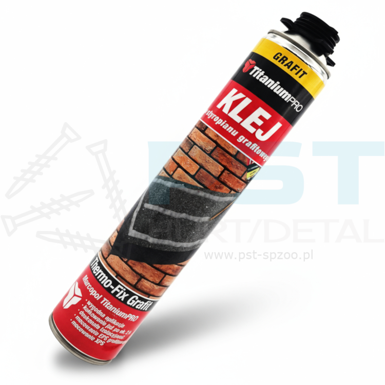 KLEJ DO STYROPIANU GRAFITOWEGO 750 ML KLEJ MONTAŻOWY POLIURETANOWY  THERMO-FIX
