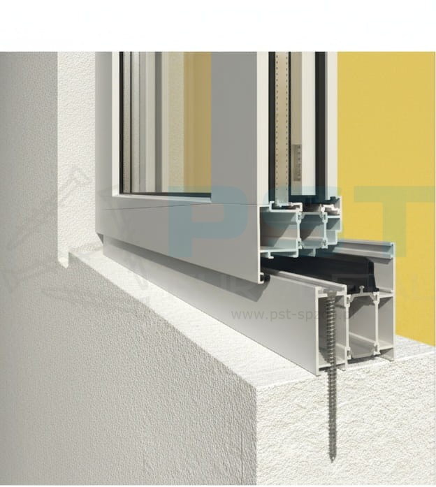 Walcowy wkręt 7,5x152mm DOMAX do drewna i PCV – widok wkręta zamontowanego w ościeżnicy.jpg