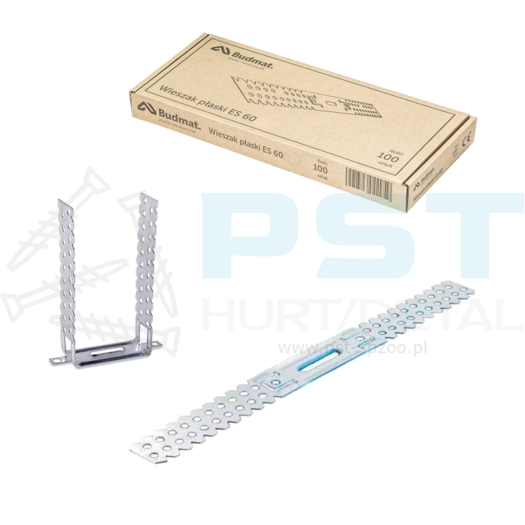 Wieszak płaski Budmat ES 60×125 mm – widok z przodu