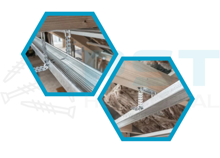 Stalowy wieszak płaski Budmat ES 60/150 – montaż profili CD