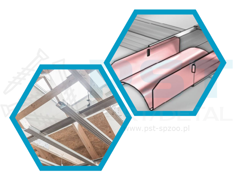 Wieszak płaski Budmat do profili CD 60 – zbliżenie ocynkowanej stali