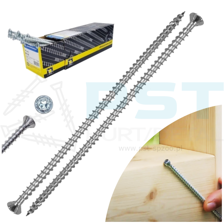 Wkręt ciesielski do drewna 8x320 mm pełny gwint