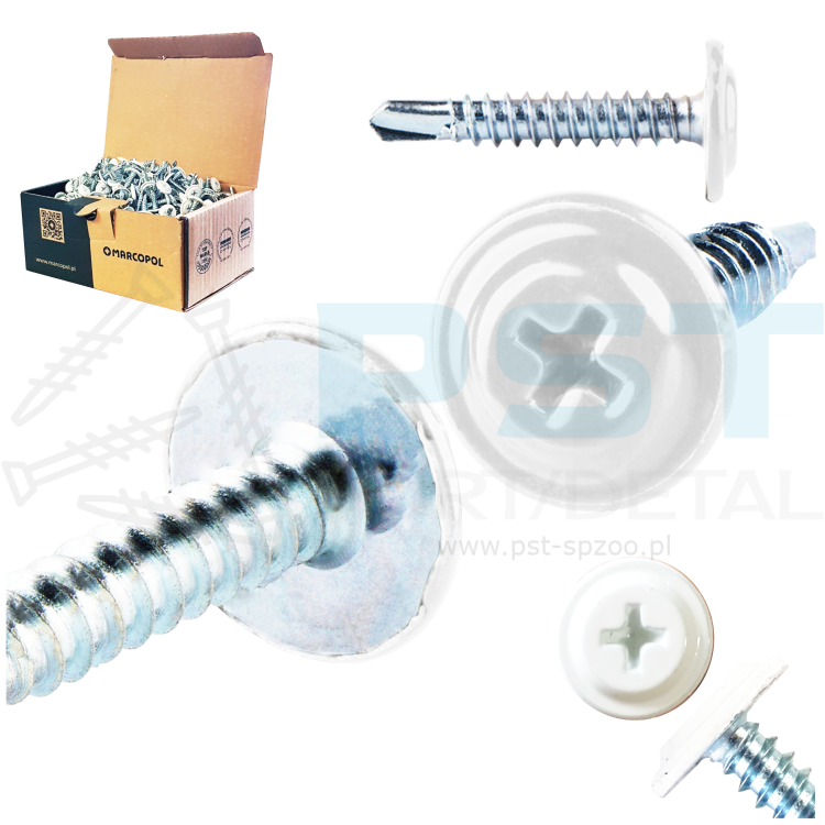 Blachowkręty 4,2×32 mm RAL9010 białe – komplet 500 szt