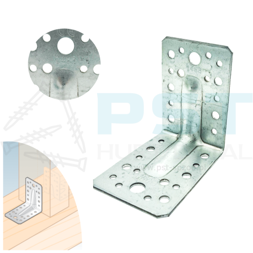 Kątownik ciesielski DOMAX KP1 90x90x65 mm 2,5 mm stal ocynkowana – widok frontowy