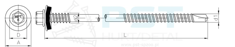 WKRĘT SAMOWIERCĄCY MPT6 SP 5.5/6.3x155 WKRĘT DO PŁYT WARSTWOWYCH  50 SZRAL7016