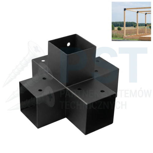 ŁĄCZNIK PERGOLI  9X9  91x184x274x1,5 mm ŁĄCZNIK KRZYŻOWY 5-KIERUNKOWY