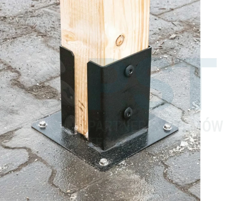 PODSTAWA SŁUPA 121x150 mm CZARNA ŁĄCZNIK CIESIELSKI 12x12 PERGOLA OGRODOWA