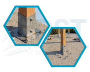 PODSTAWA SŁUPA 121x150 mm CZARNA ŁĄCZNIK CIESIELSKI 12x12 PERGOLA OGRODOWA