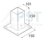 PODSTAWA SŁUPA 101x150 mm CZARNA ŁĄCZNIK CIESIELSKI 10x10 PERGOLA OGRODOWA