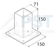 PODSTAWA SŁUPA 71x150 mm CZARNA ŁĄCZNIK CIESIELSKI 7x7 PERGOLA OGRODOWA