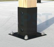 PODSTAWA SŁUPA 71x150 mm CZARNA ŁĄCZNIK CIESIELSKI 7x7 PERGOLA OGRODOWA