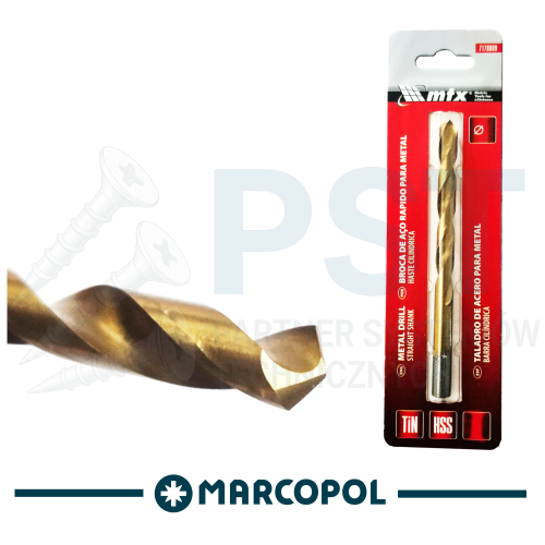 WIERTŁO 4x75 MM WIERTŁO STOŻKOWE DO METALU POWLEKANE  AZOTKIEM TYTANU